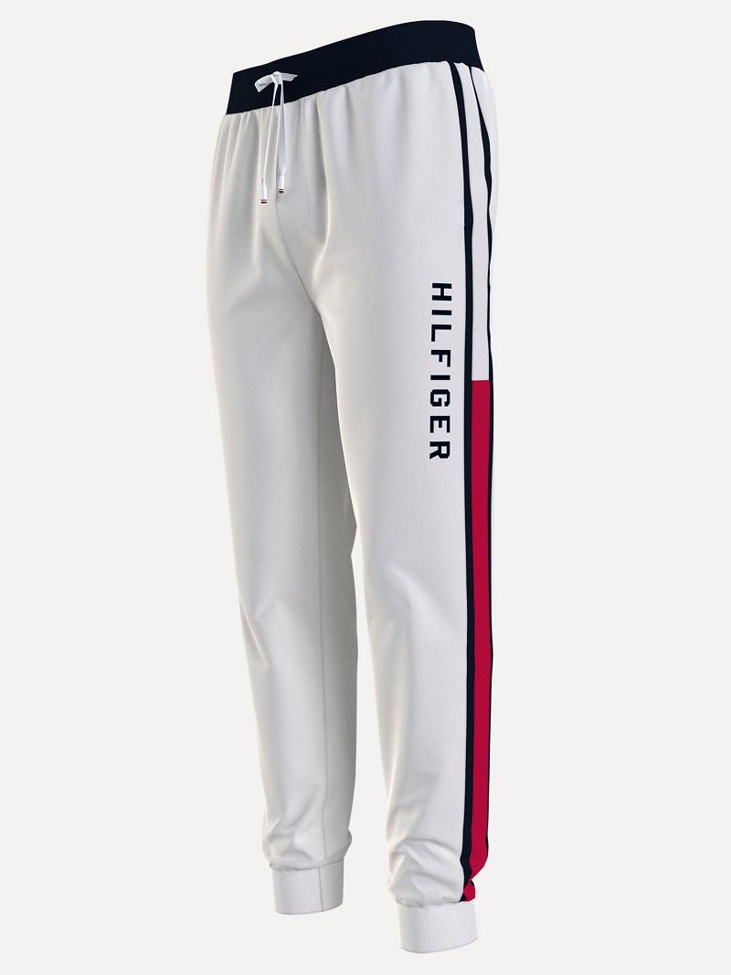 Férfi Tommy Hilfiger Essential Logo Jogger Nadrág Fehér | HU 1131MQZ